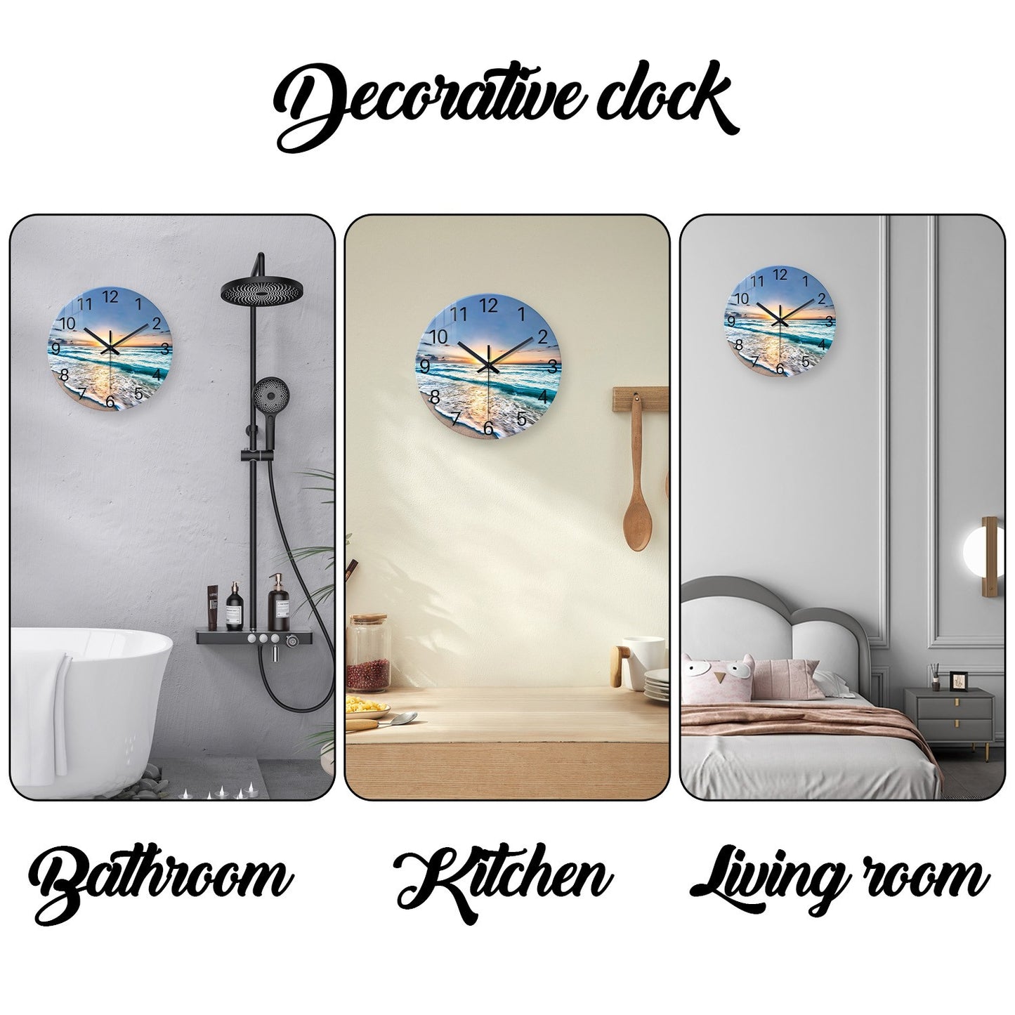 Modern Fashion Marble Texture Pattern 4mm Thickeneded Tempered Glass Wall Clock Living Room Bedroom Kitchen Home Decoration Wall Clock Silent Quartz Clock Holiday Gift 12 Inches 14 Inches 16inch (Without Battery)