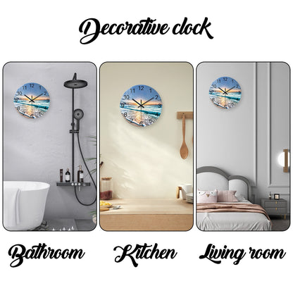 Modern Fashion Marble Texture Pattern 4mm Thickeneded Tempered Glass Wall Clock Living Room Bedroom Kitchen Home Decoration Wall Clock Silent Quartz Clock Holiday Gift 12 Inches 14 Inches 16inch (Without Battery)