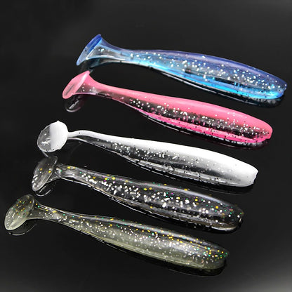 Bazooka Shad Worm Pesca Isca Artificial Macia Grande Silicone 90 100mm Isca Cauda T Easy Shiner Wobbler Swimbait Pesca Truta Lúcio Baixo Inverno