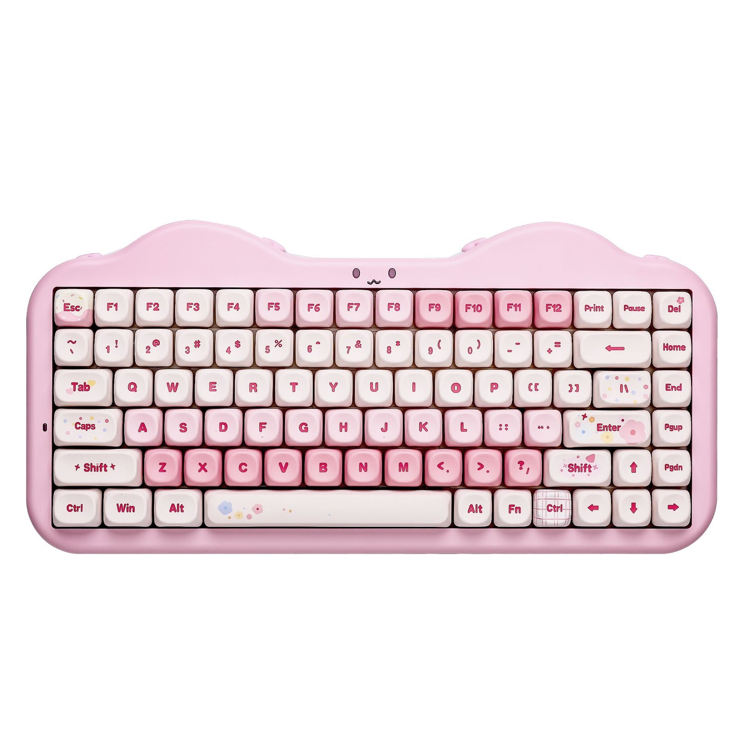Teclado Mecânico Sem Fio Rosa YUNZII C75, Teclado RGB Hotswap Cremoso 75%, Suporte Gasket Design Cute Cake para Win/Mac/Gaming