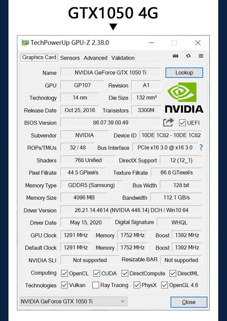 Placa de vídeo de baixo perfil SRhonyra GT730 RX550 GT1030 GTX1050 1050Ti 4GB, GPU de baixo perfil para SFF, PCs industriais e mini PC OPS
