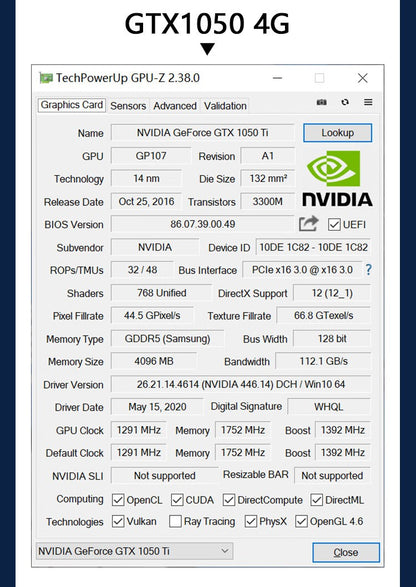 Placa de vídeo de baixo perfil SRhonyra GT730 RX550 GT1030 GTX1050 1050Ti 4GB, GPU de baixo perfil para SFF, PCs industriais e mini PC OPS