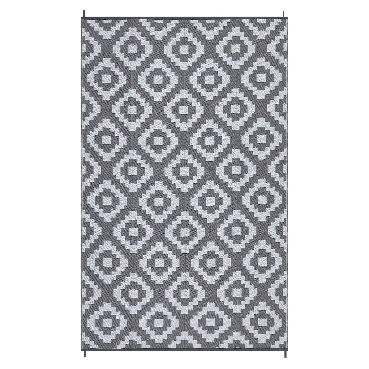 Outdoor Rug Plastic Straw Rug Modern Geometric Waterproof Rug Reversible Outdoor Floor Mat for Patio Porch Backyard Picnic Campi