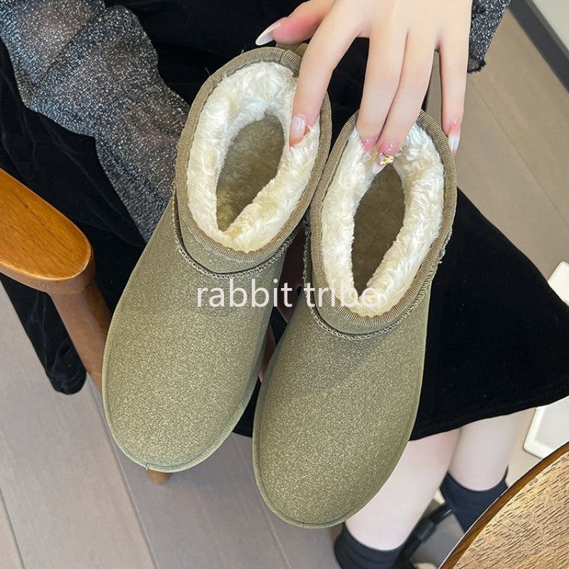 Outdoors Thickened Anti slip Cotton Shoes for Women's 2023 Winter New Warm Short Boots Women Thick Sole Snow Boots