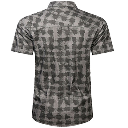 Summer Men Short Sleeve Cargo Breathable Shirt Men Casual Plaid Tactic Shirts Men Camouflage Outdoor Camp Hike Safari Work Shirt