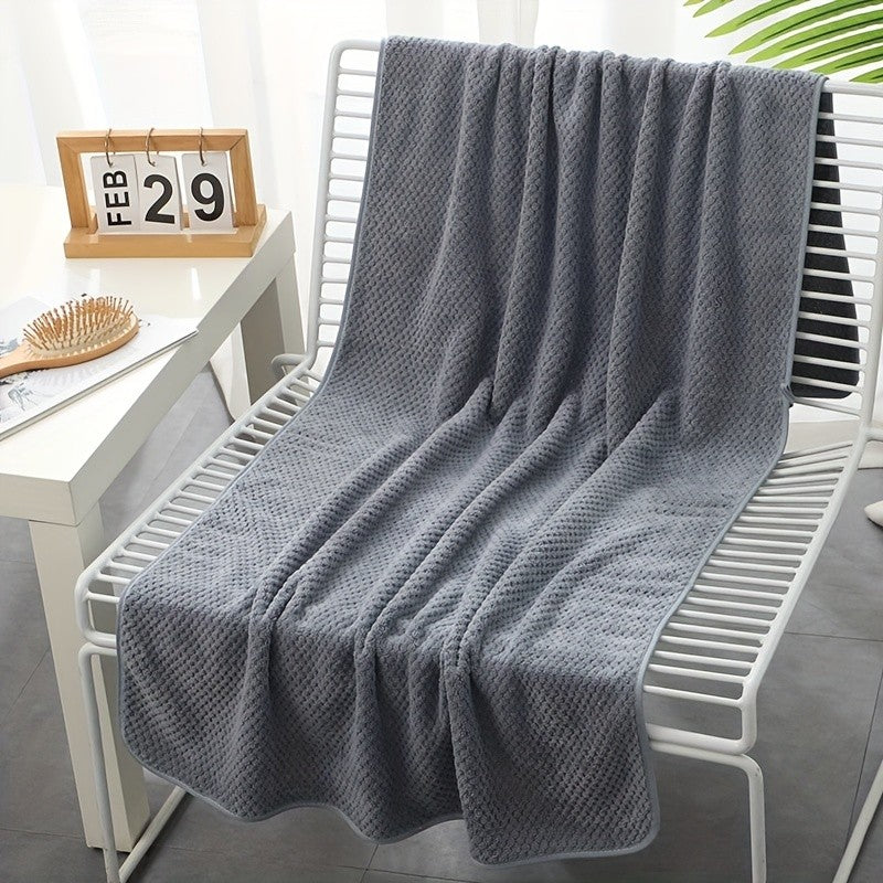 Pineapple Lattice Bath Towel Ultra Lightweight Breathable 70X140cm Coral Fleece Soft Comfortable for Beach Bathroom Quick Dry