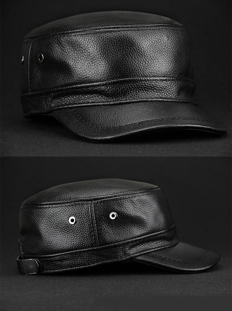 Winter Genuine Leather Flat-Top Cap | Men's Casual Cowhide Baseball Cap Lightweight and Breathable Classic Timeless Design