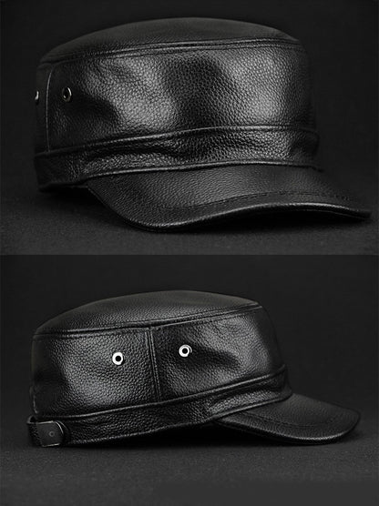 Winter Genuine Leather Flat-Top Cap | Men's Casual Cowhide Baseball Cap Lightweight and Breathable Classic Timeless Design