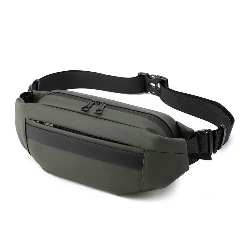 1 men's multifunctional sports waist bag - multi-layer zipper closure, adjustable chest bag, sports style crossbody bag