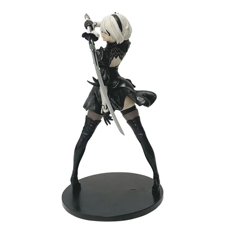 Figura de Anime Yorha 2B Quente de 18CM Série Preto e Branco PVC Colecionável Boneco de Ação Estatueta de Presente