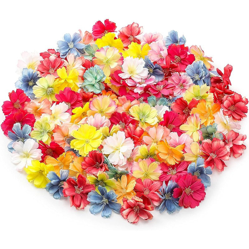 50/100Pcs 4.5cm Artificial Flowers Silk Plum Blossom Heads for Wedding Home Decoration Bride Hair Brooch Wreath DIY Craft Gift