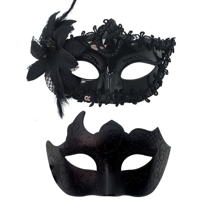 2PCS Couple Masks Sexy Painted Masquerade Venice Feather Flower Party Half Face Cover Wedding Carnival Performance Costume Prom
