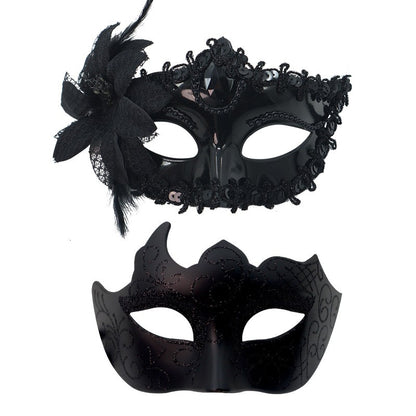 2PCS Couple Masks Sexy Painted Masquerade Venice Feather Flower Party Half Face Cover Wedding Carnival Performance Costume Prom