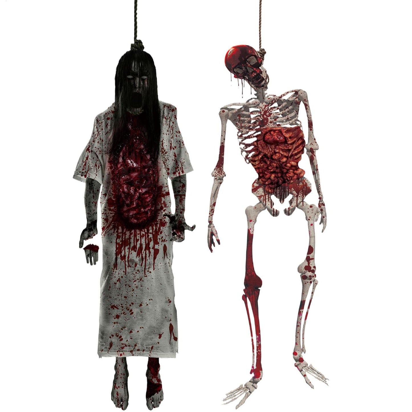 Halloween Skeleton Ghost Window Electrostatic Sticker Horror Female Ghost Window Clings Decals Bloody Halloween Party Decor