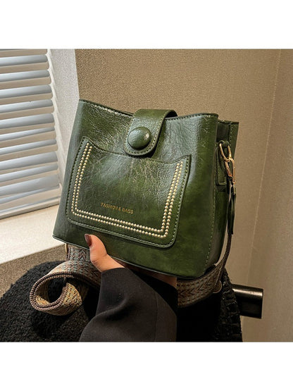 PU Shoulder Bag Multi-pocket Design Zipper and Buckle Opening Design Fashionable Versatile Messenger Bag