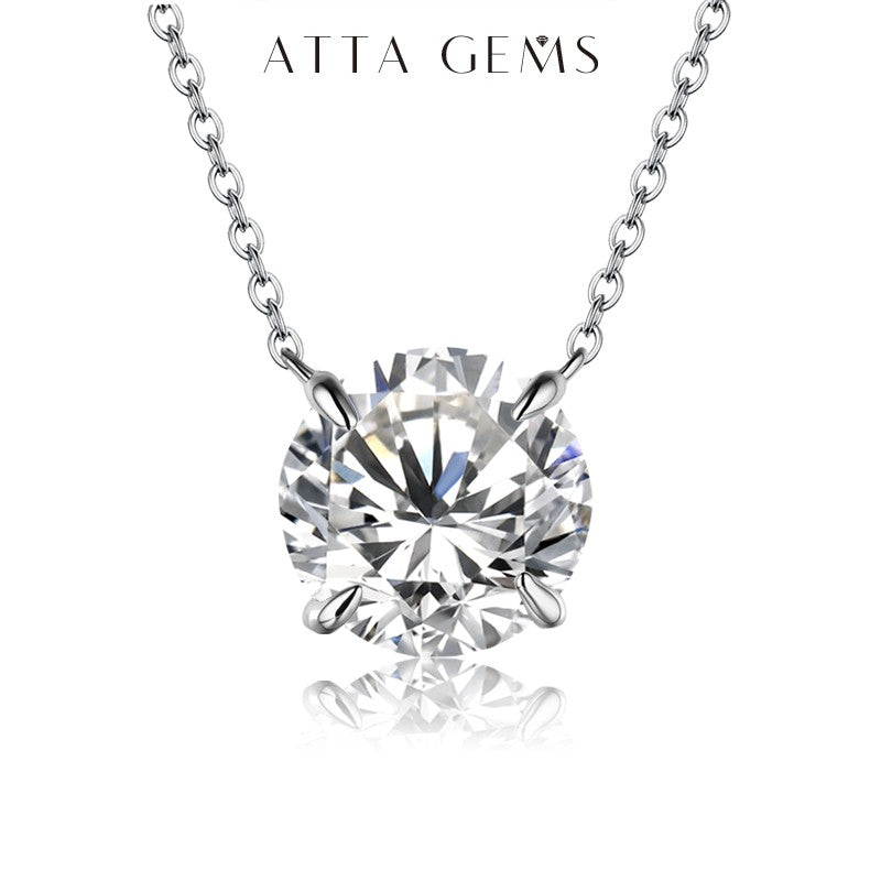 Colar de Moissanita com Diamante 6,5mm 1CT para Mulher Pingente Prata 925 Colar Feminino Correntes Festa Noiva Joias Finas