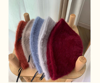 2023 new Hat winter women's fashion Solid color rabbit fur hat bucket cap  fisherman's hat  knitted wool basin Bucket Hat