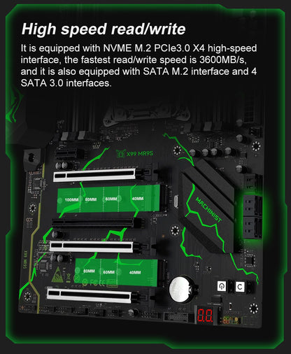 MACHINIST X99 Motherboard LGA2011-3 kit Set Intel Xeon E5 2680 V4 CPU DDR4 2*8GB RAM NVME M.2 Four channels MR9s supports TPM2.0