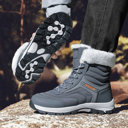 2025Brand Warm Winter Men's Hiking Boots Outdoor Snow Men Boots Men Work Casual Sneakers High Top Keep Warm Non-slip Ankle Boots