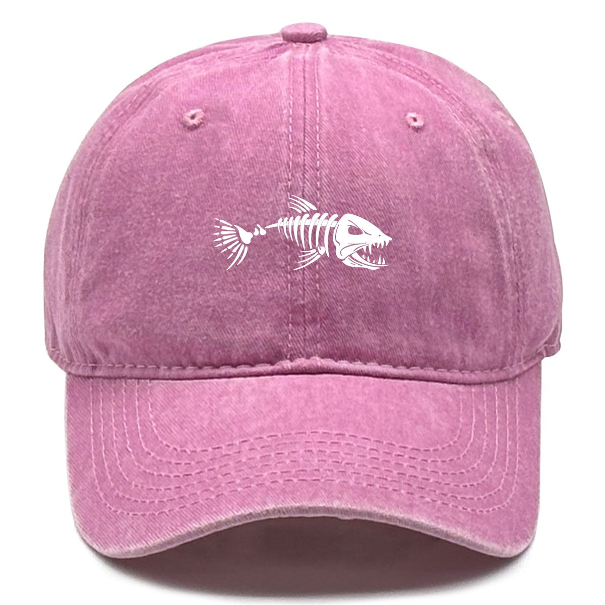 White Fish Bones Print Adjustable Retro Baseball Cap Woman's Cap Distressed Fashion Snapback Caps Ideal Choice For Women & Men