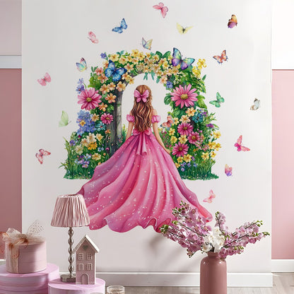 Girl Moon Butterflies Wall Stickers Kid Girls Room Bedroom Decoration Baby Nursery Home Decor Accessories Living Room Wall Decal