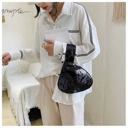 Ladies Trendy Fashion Reversible Sequin Evening Clutch Purse Women Girls Small Glitter Wrist Knot Bag