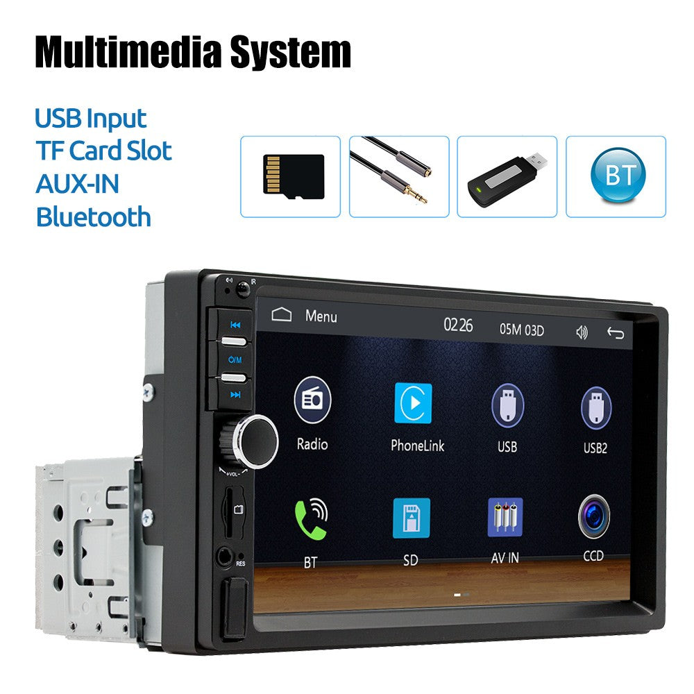 7 Inch 1 Din MP5 CarPlay Car Radio Multimedia Player Touch Screen FM ISO Power Aux Input Bluetooth USB Mirror Link Universal