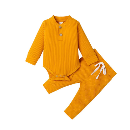 Ma&Baby 0-24M Newborn Infant Knit Baby Boy Girl Clothes Set Long Sleeve Button Romper Pants Outfits Autumn Spring Baby Clothing