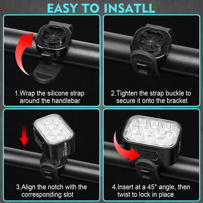 BUCKLOS Bicycle Rear Light Front Light 1100mAh LED COB Waterproof Bike Lamp USB Rechargeable Mtb Road Bike Taillights Bike Parts