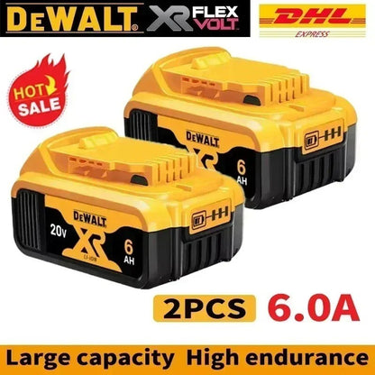 Bateria recarregável de íons de lítio DHL Ship DEWALT 20V 6.0Ah para ferramentas elétricas, substituição de bateria max DCB184 DCB200 DCB182 DCB180 DCB181