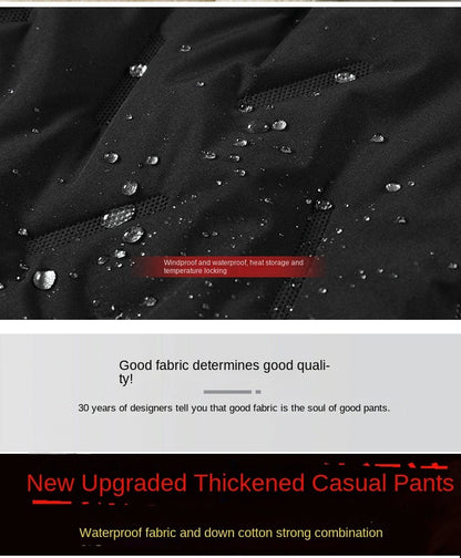 Cotton Pants Men Winter Lambswool Padded Thickened Warm Men Pants Hundreds of Large Size Men Windproof Down Cotton Pants