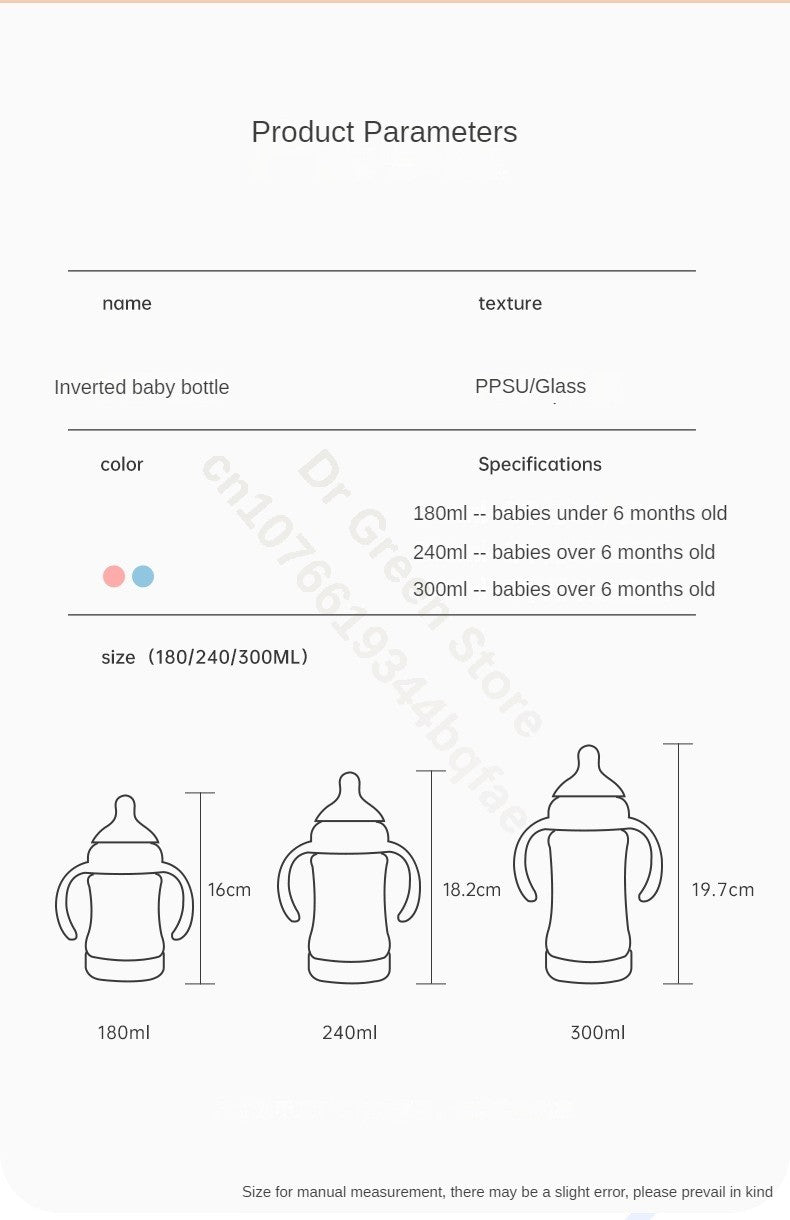 Dr.Green Wide Mouth Newborn baby bottles PPSU Washable Bottles Forward and reverse bi-directional scale inverted milk brewing