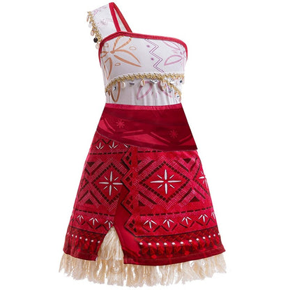 Girls Halloween Cosplay Moana Dress Ocean Adventure Role Play Costume Vaiana Princess Boys Maui Costume Vestidos Party Dress