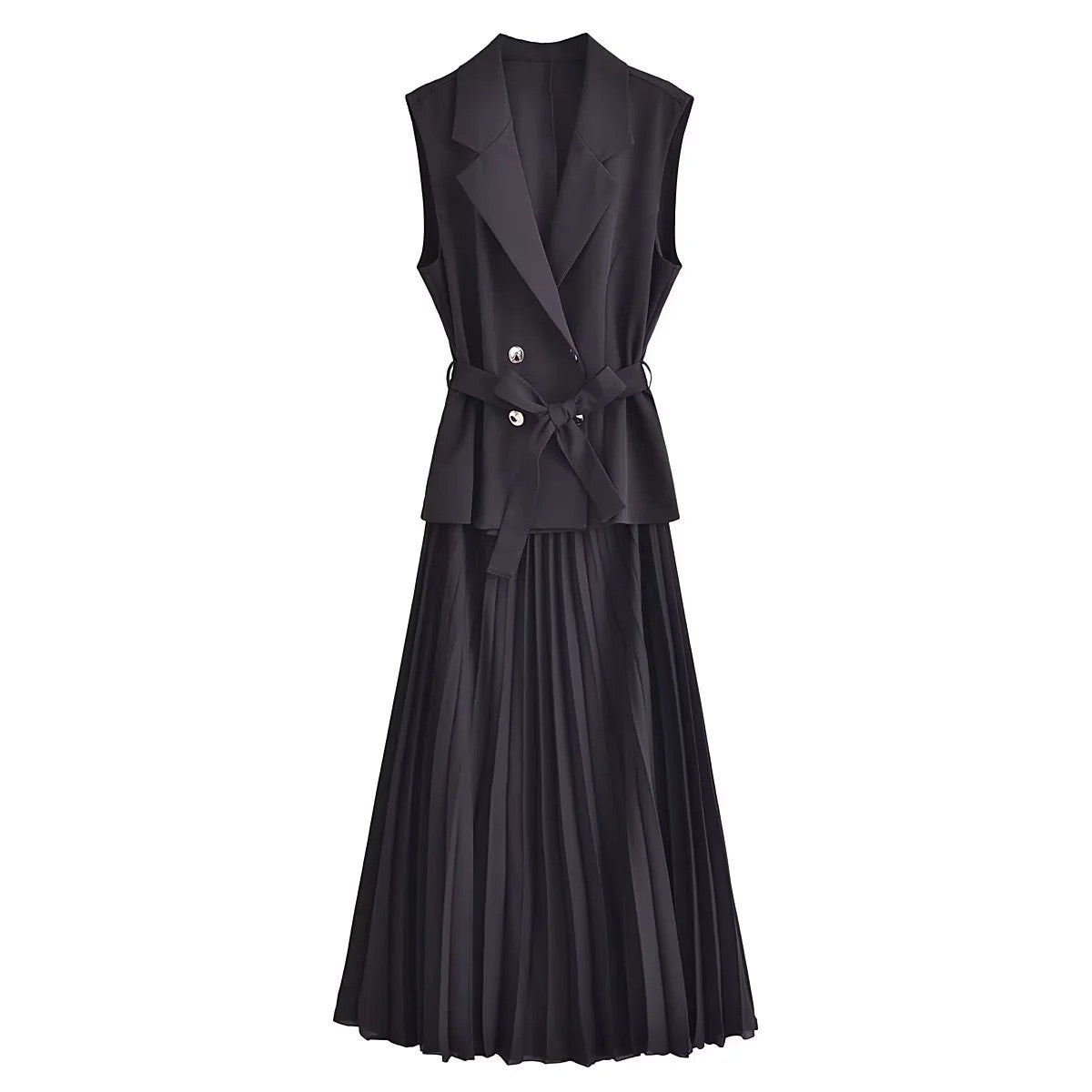 Corset Dress Women Pleated Vests Long Dresses for Women 2024 Sleeveless Office P