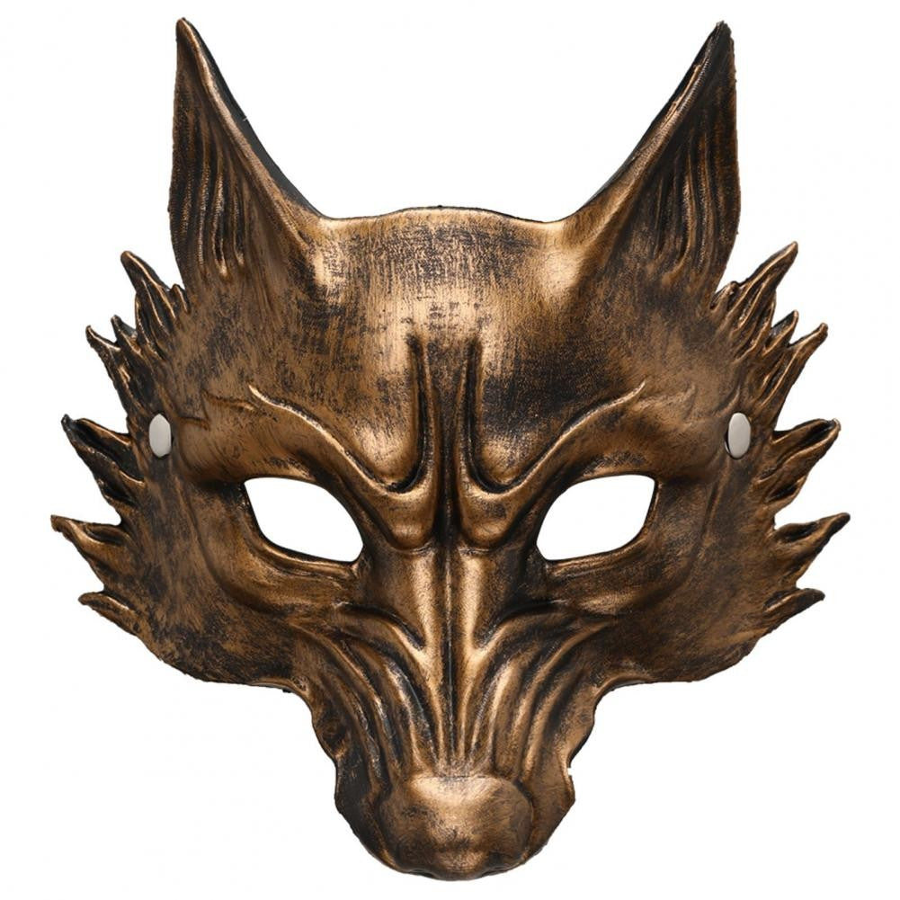 Breathable Foam Masks for Parties Wolf Mask for Halloween Black Gold Wolf Halloween Mask 3d Pu Foam Cosplay Headpiece