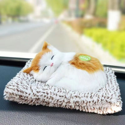 Car Ornaments Cute Simulation Sleeping Cats Decoration Automobiles Lovely Plush Kittens Doll Toy Children Gifts Auto Accessories
