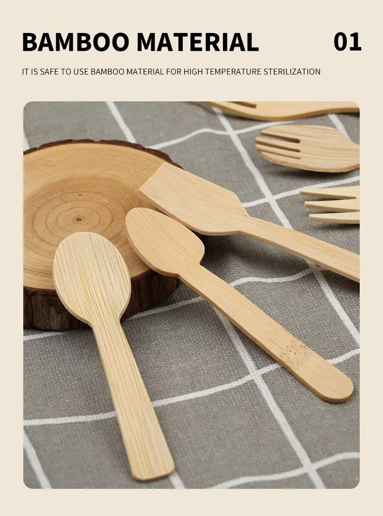 50/100Pcs Bamboo Spoon Fork Knife Natural Disposable Bamboo Tableware Set Forks Spoons Knives Party Wedding Bamboo Tableware