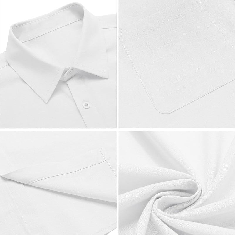 Men's Short Sleeve Cotton T Shirt Summer Casual Shirts Beach Regular Tshirts Outdoor Button-Down Basic Streetwear with Pocket