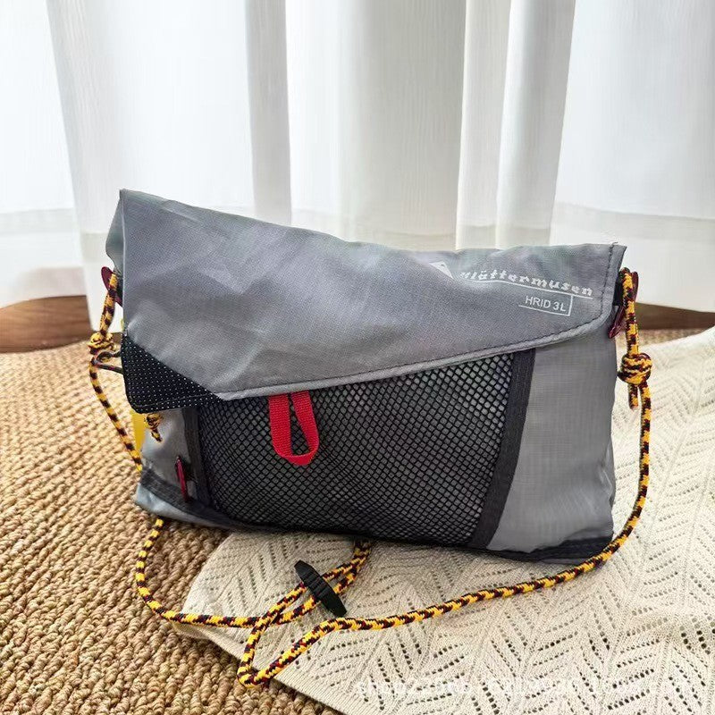 2025 New Ultra-Light Unisex Single-Shoulder Crossbody Bag, Hollow Mesh Color-Blocked Men's Cycling Travel Messenger Bag