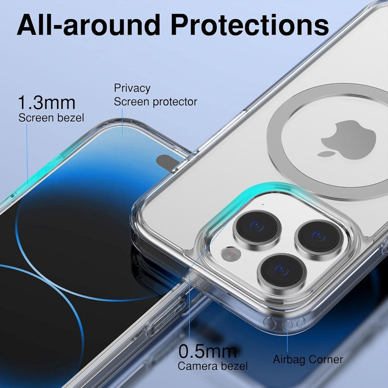 Capa Magnética Transparente Para APPLE iPhone 16 17 15 14 13 12 11 Pro Max 16 Plus 17 Air 16e Compatível Com Carregamento Sem Fio Magsafe