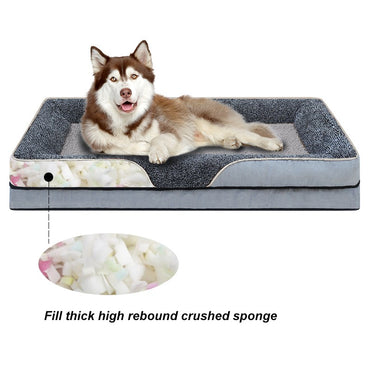 Uma cama de cachorro gigante removível lavável para todas as estações, sofá cama para pet, sofá cama para gato confortável e macio com bordas elevadas,