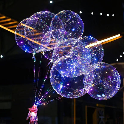 3set Transparent Led Balloons Light Up Balloons With Light Strap Bobo Balloons For Party Birthday Anniversary Wedding Decoration