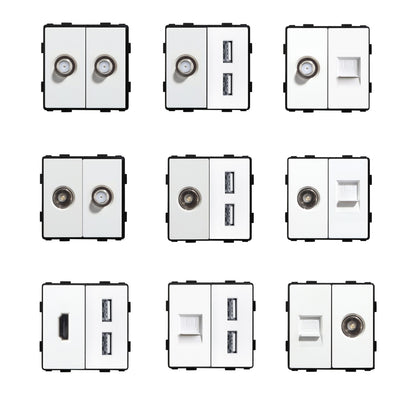 BSEED EU Standard Wall Socket with USB RJ45 TV Satellite Plug Glass Panel DIY Free Combination Function Part for Home Automation