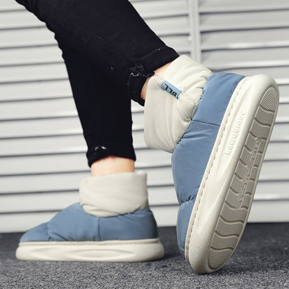 Outdoor Plush Warm Men's Snow Boots Winter Couple Cotton Shoes Down Non-Slip Waterproof Fashion Kids Shoes Slip on Soft Sneakers