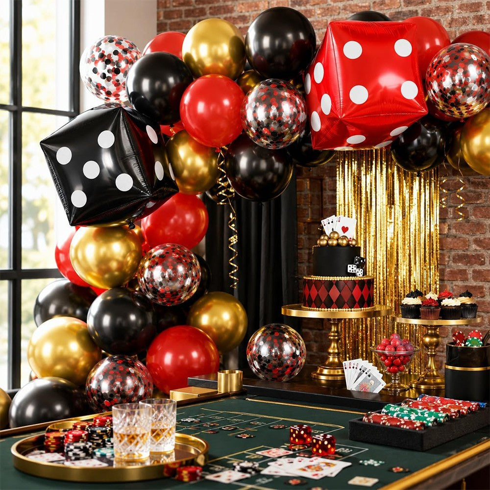 37Pcs/Set Casino Theme Party Decoration Cube Dice Foil Balloon Las Vegas Birthday Party Casino Night Poker Event Party Supplies