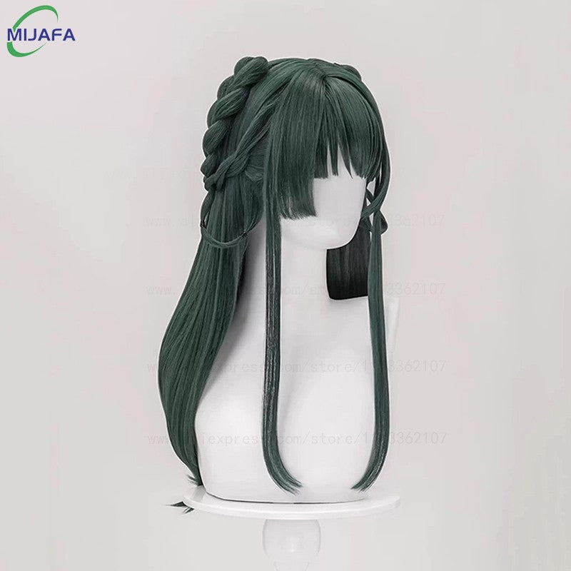 Peruca Cosplay Maomao de Alta Qualidade The Apothecary Diaries Verde Escuro Resistente ao Calor Cabelo Sintético Festa Anime Perucas Mao Mao + Touca de Peruca