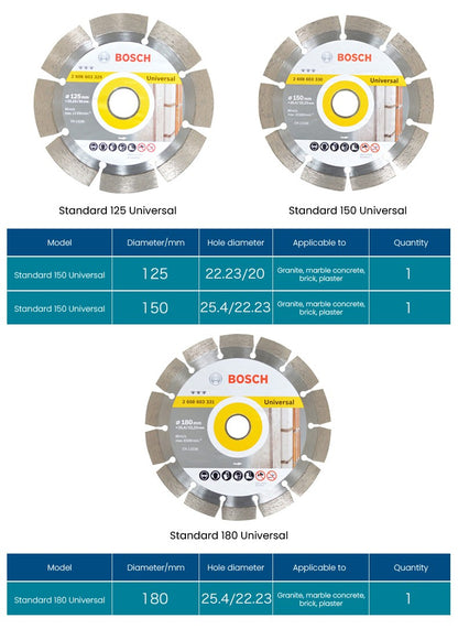 Bosch Discos de Corte Diamantados Universais Lâminas de Serra Circular de Mármore para Cortar Pedra Concreto Reforçado Rodas de 105/110/125/180mm