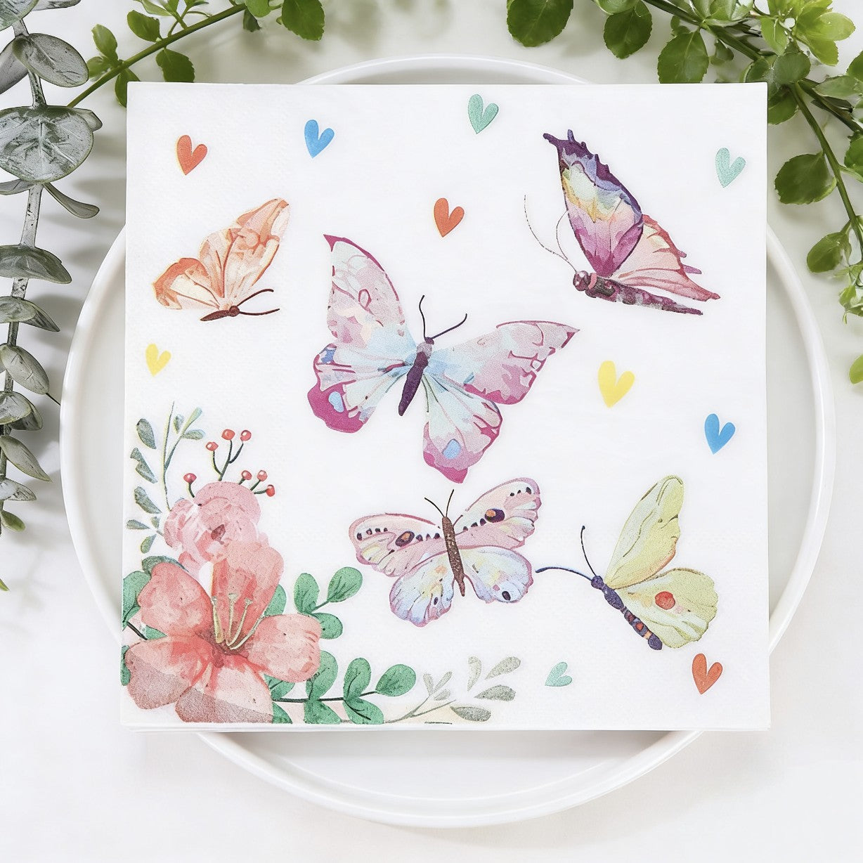 20 colored printed butterfly napkins per pack, disposable napkins for hotel parties, wedding anniversaries