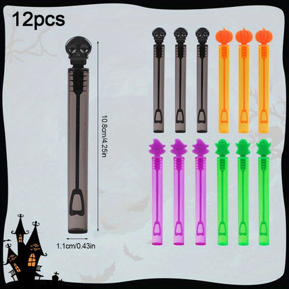 12/24Pcs Halloween Empty Bubble Soap Bottles Tube Skull Ghost Pumpkin Bubble Wands Halloween Party Trick or Treat Favors Decor