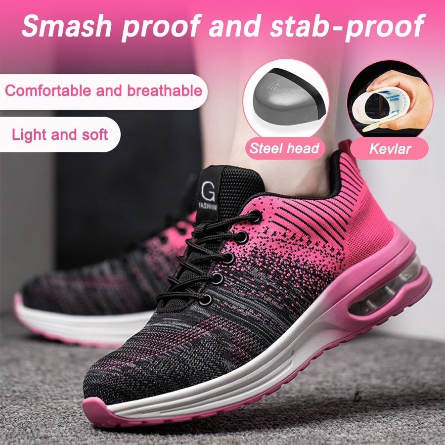 Steel Toe Puncture Resistant women Safety Shoes Breathable Comfortable Slip Resistant  Work Shoes Lightweight Tread Sneakers ?
